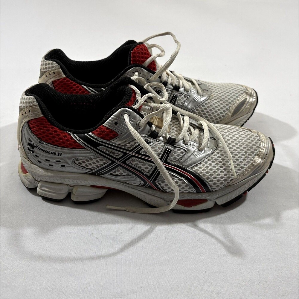 ASICS Gel-Cumulus 11 Red Gray White Shoes Sneakers Running Gym Athletic Sz 8.5